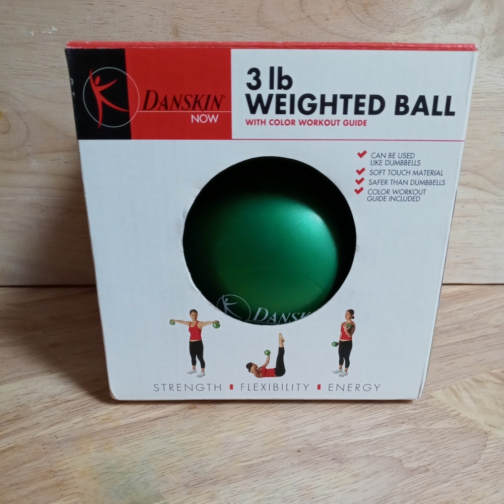 Danskin Now 3 Lb Weighted Green Workout Yoga Ball New In Box Exercise Resistance